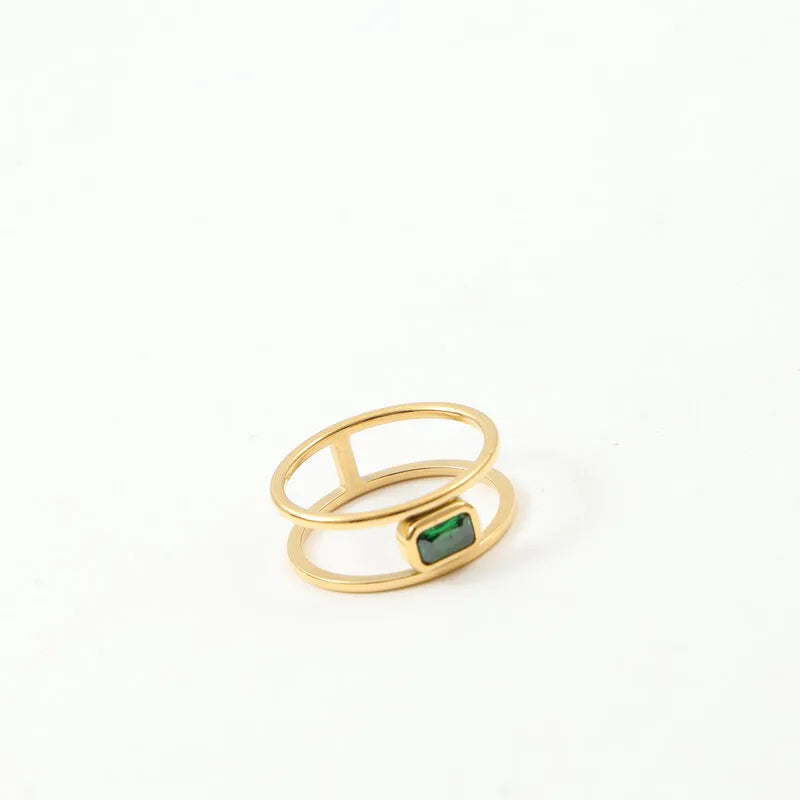 Green Zircon Geometric Ring in 18K Gold