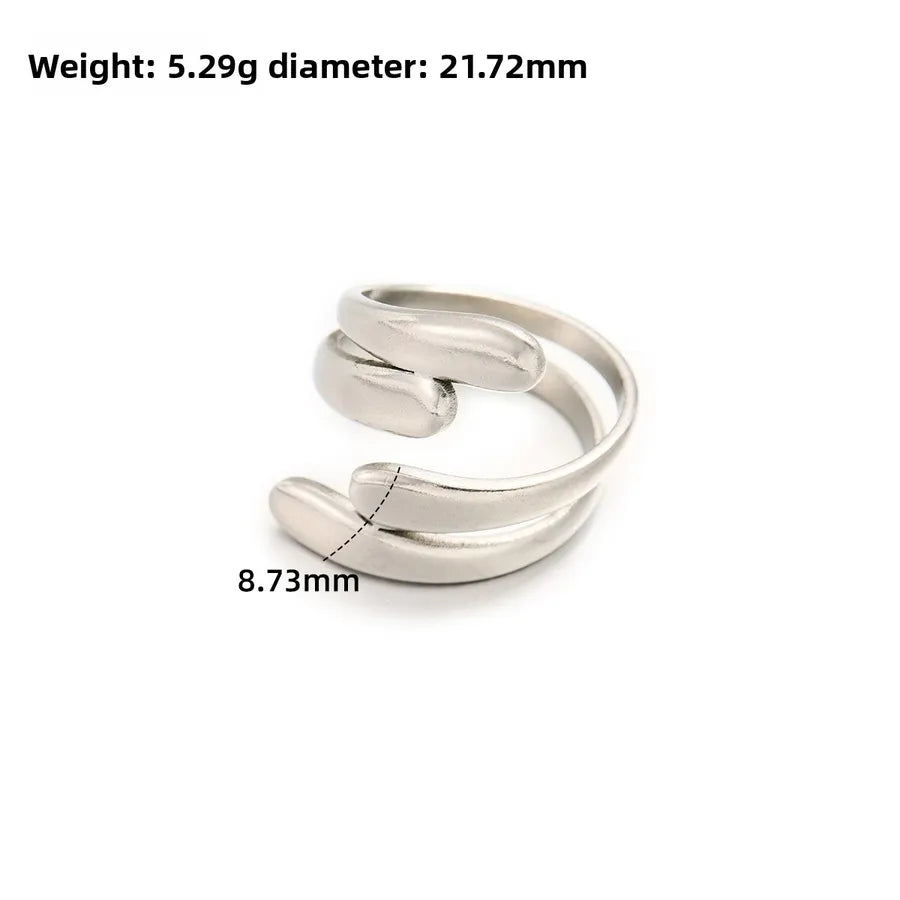 Gold Open Heart Stainless Steel Ring Adjustable Opening J301-Y Steel Color