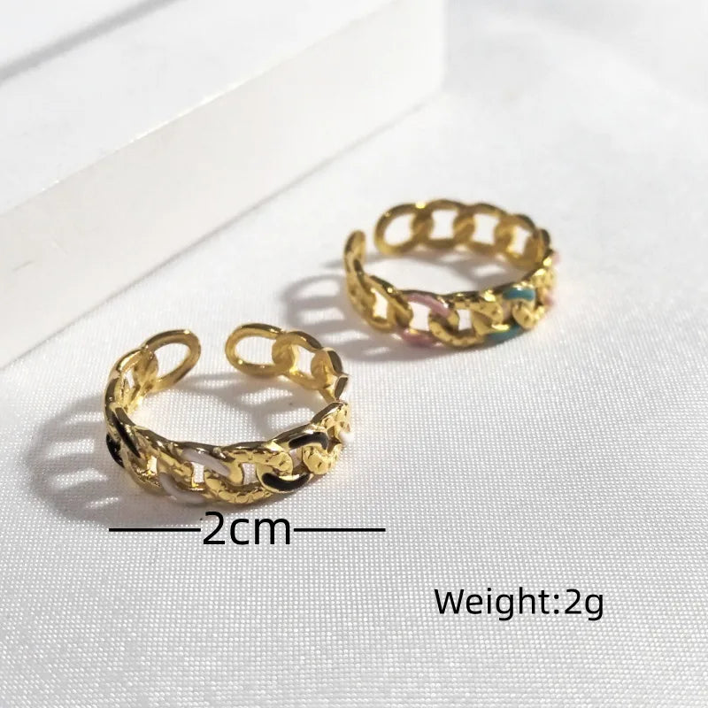 Gold Stainless Steel Open Ring – Cross Design