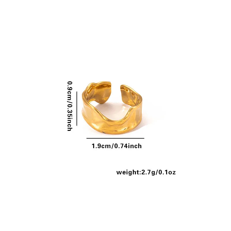 18K Gold Plated Titanium Steel Open Ring Adjustable Opening TYGR0175