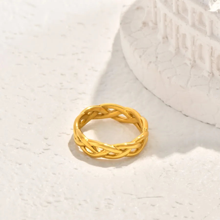 18K Gold Plated Twist Zircon Double Layer Ring 5772601