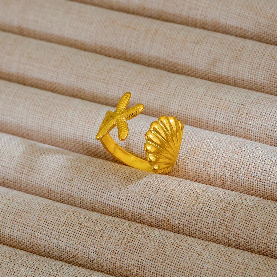 Adjustable 18K Gold Stainless Steel Ring 23