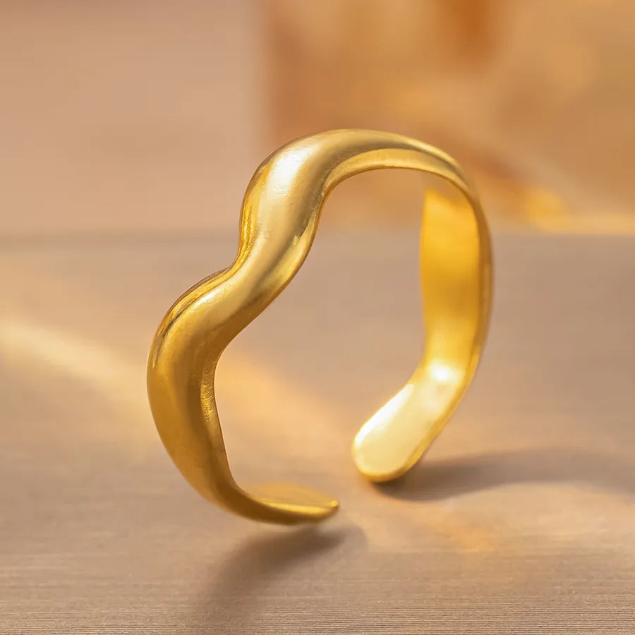 Geometric Titanium Steel Star Ring for Women K173 Gold Ring Adjustable