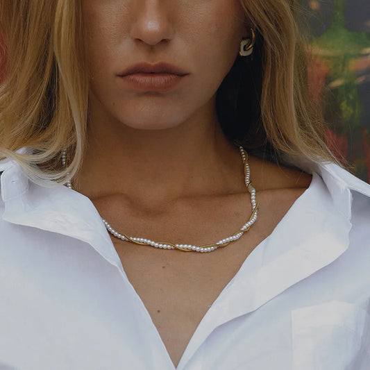 18K Gold Plated Pearl Stainless Steel Necklace