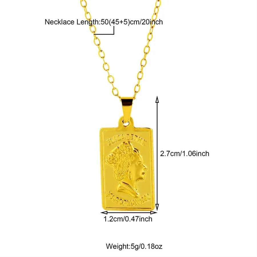 Queen Head Pendant Stainless Steel Necklace