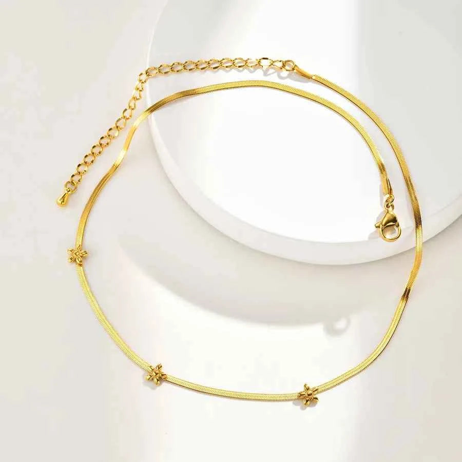 Gold Plated Heart & Bow Stainless Steel Necklace