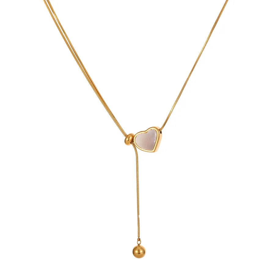 Gold Heart Pendant Y Necklace – Stainless Steel