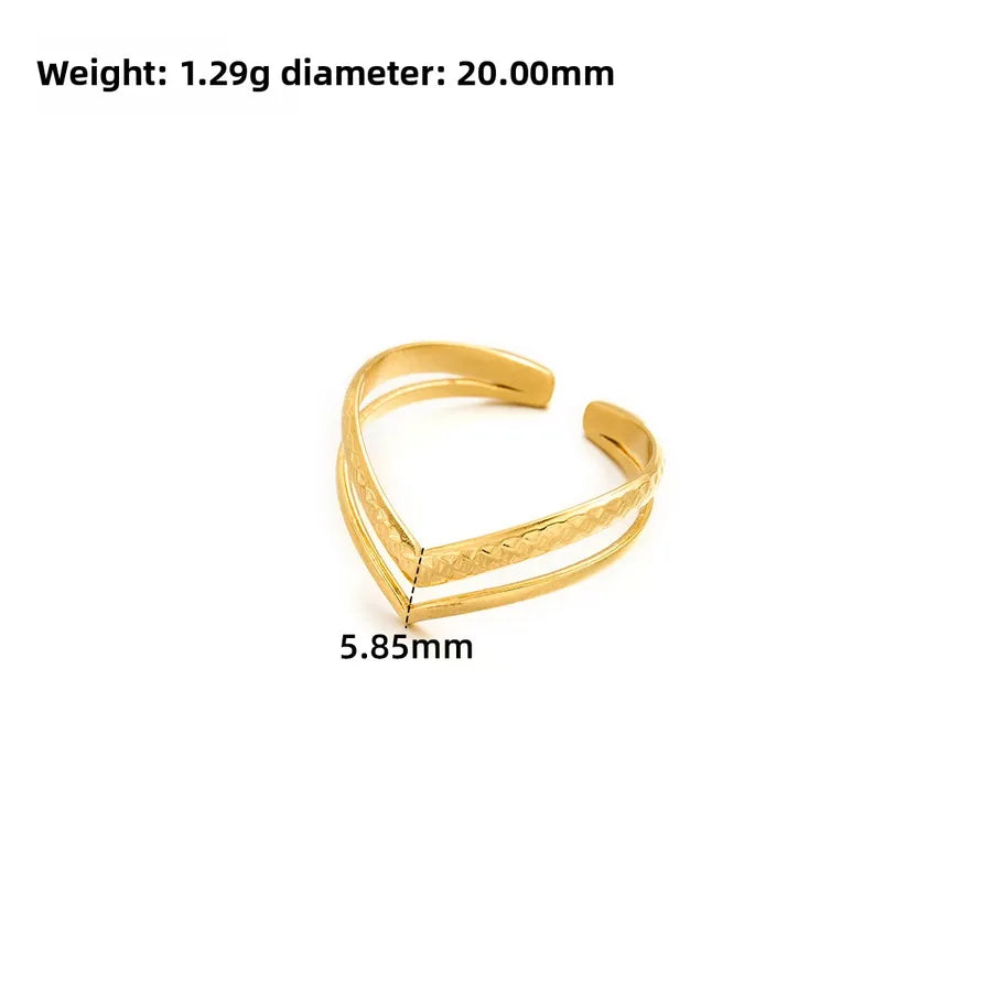 Gold Open Heart Stainless Steel Ring Adjustable Opening J306 Gold