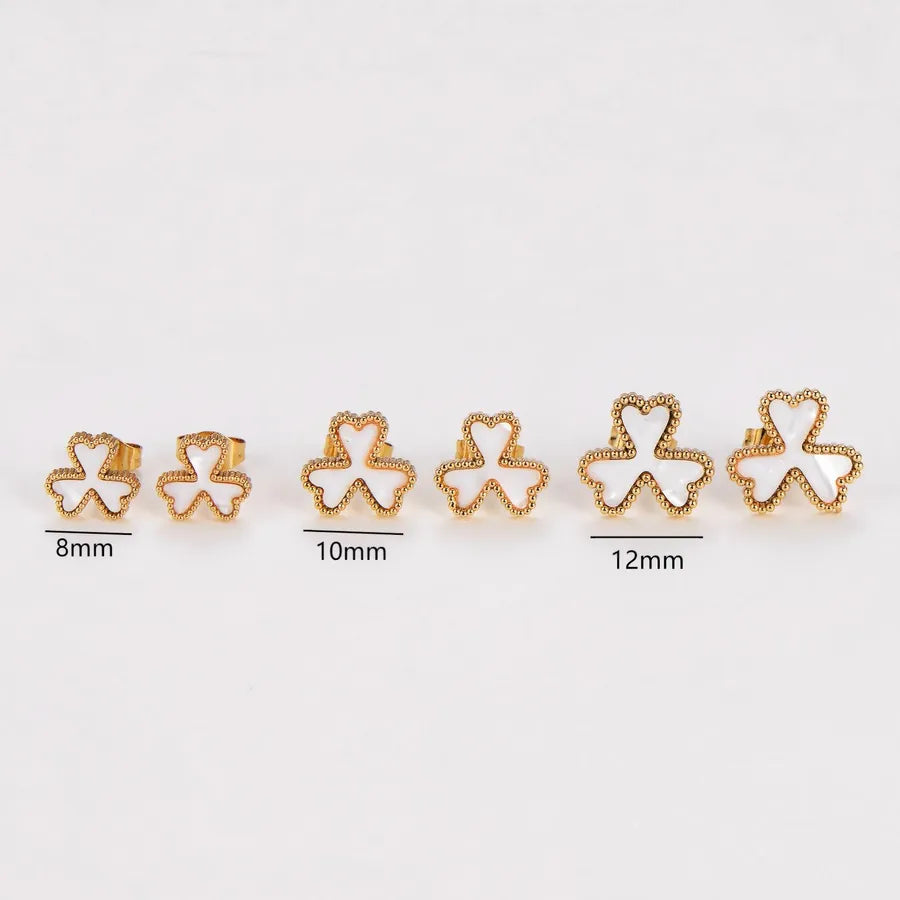 Gold Heart Stainless Steel Stud Earrings - 12 Pairs
