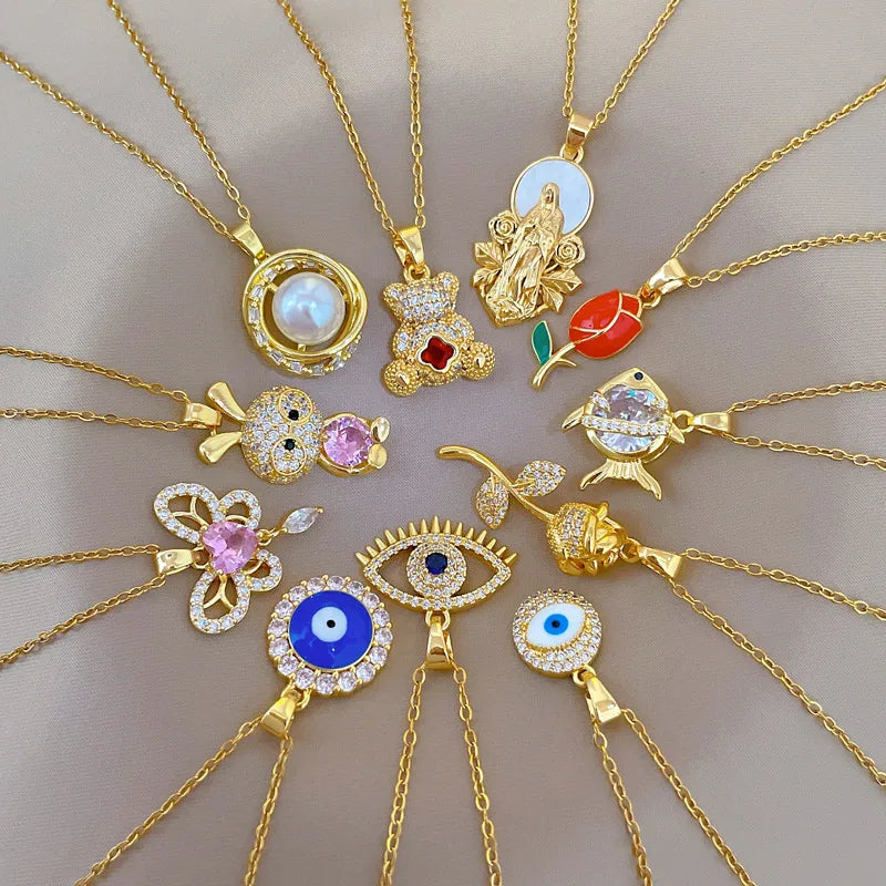 Gold Butterfly & Fish Choker Necklace