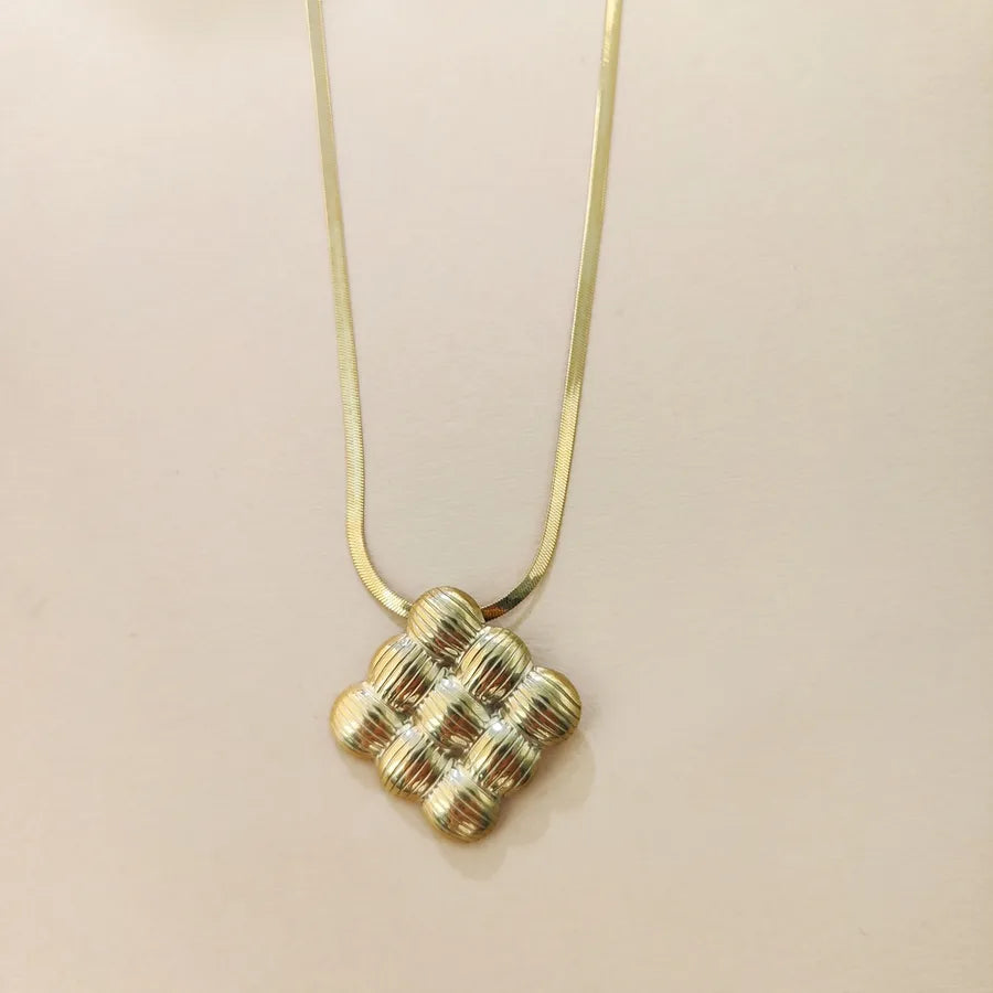 Gold Square Pendant Necklace for Women