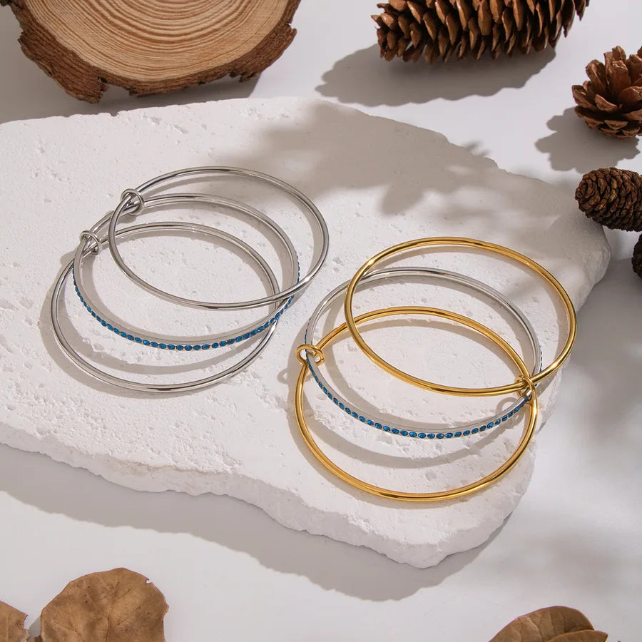 Gold Zircon Geometric Link Bracelet for Women