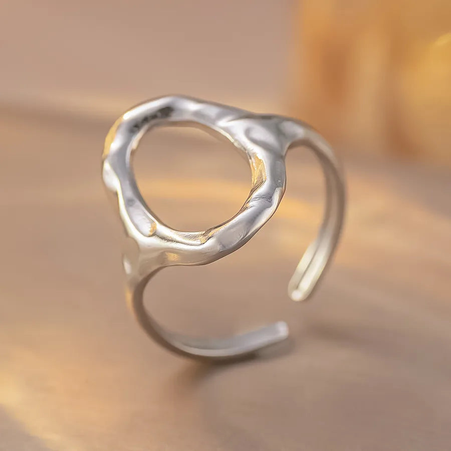 Heart-Shaped Titanium Steel Adjustable Ring K246 Steel Color Ring Open