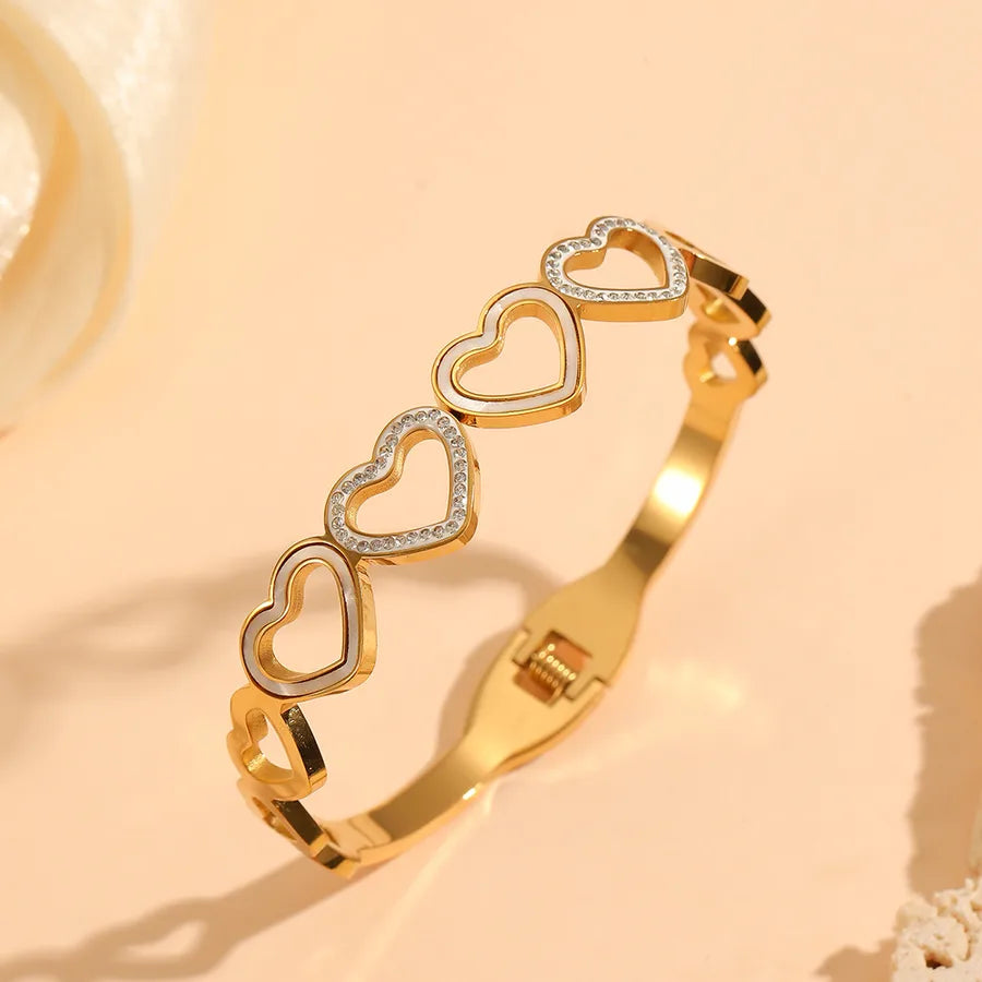 18K Gold Heart Bangle – Stainless Steel