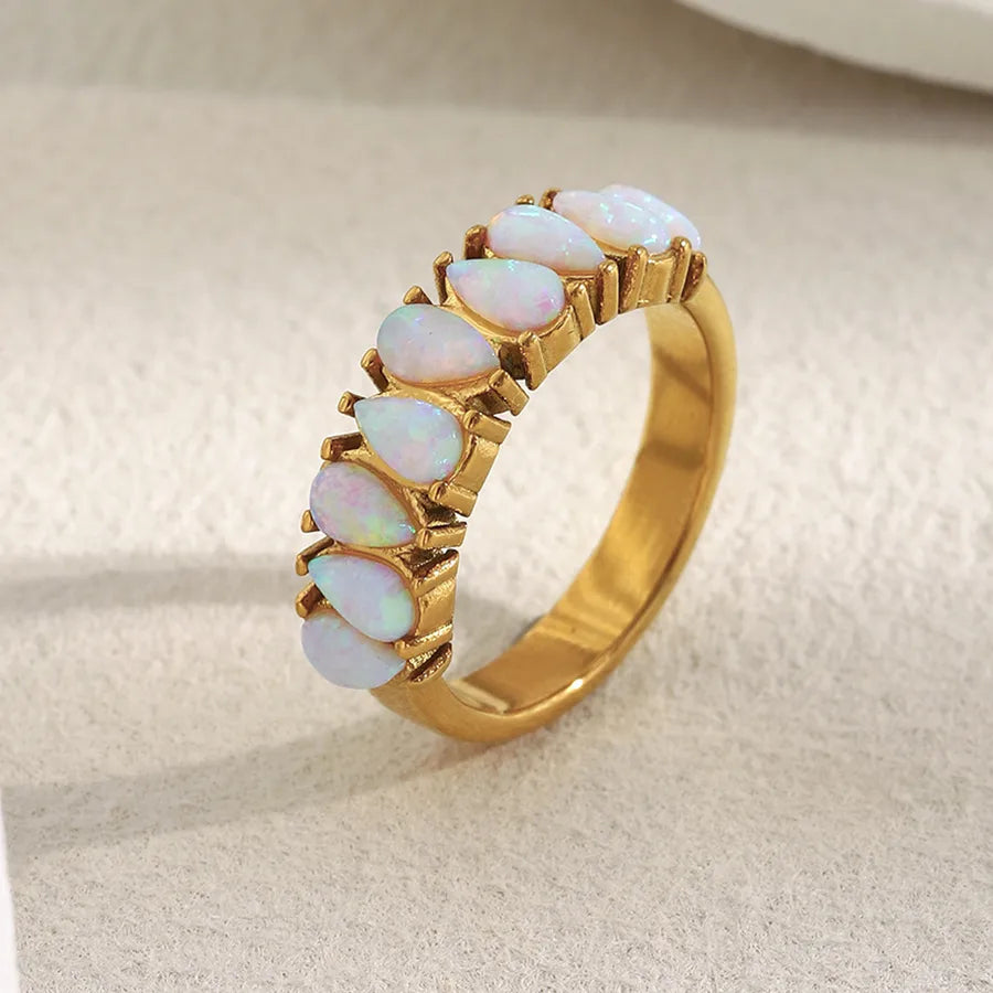 Natural Australian Gemstone Gold Ring for Women