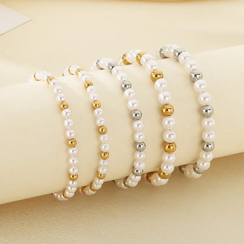 Gold Beaded Stainless Steel Bracelet for Women