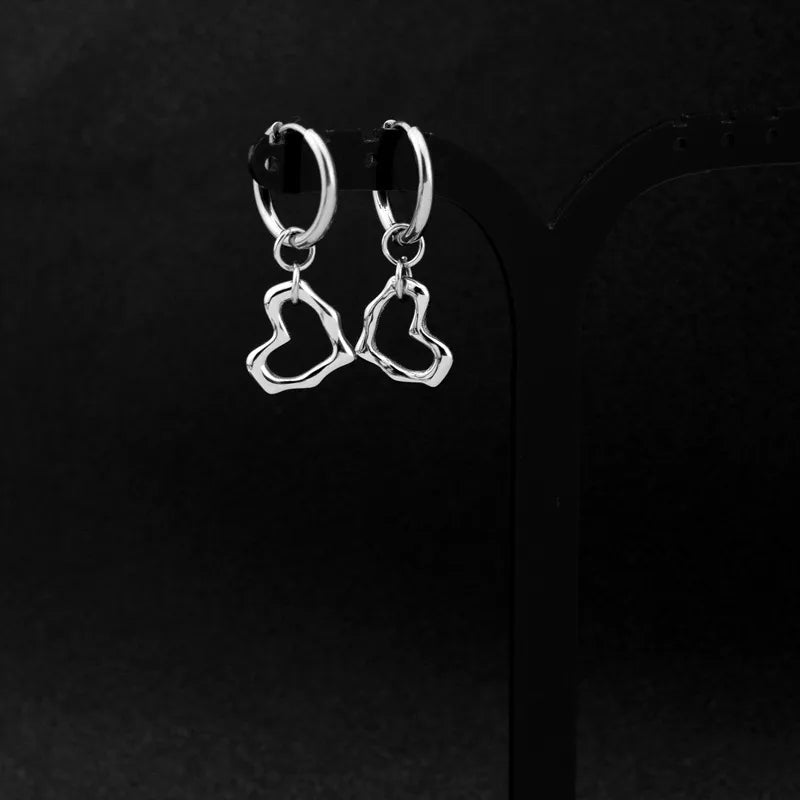 Stainless Steel Heart Clip-On Earrings