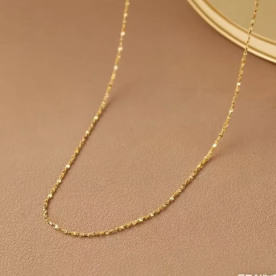 Women's Titanium Steel Box Chain Pendant Necklace 0.3 Petal Chain-Necklace- Gold