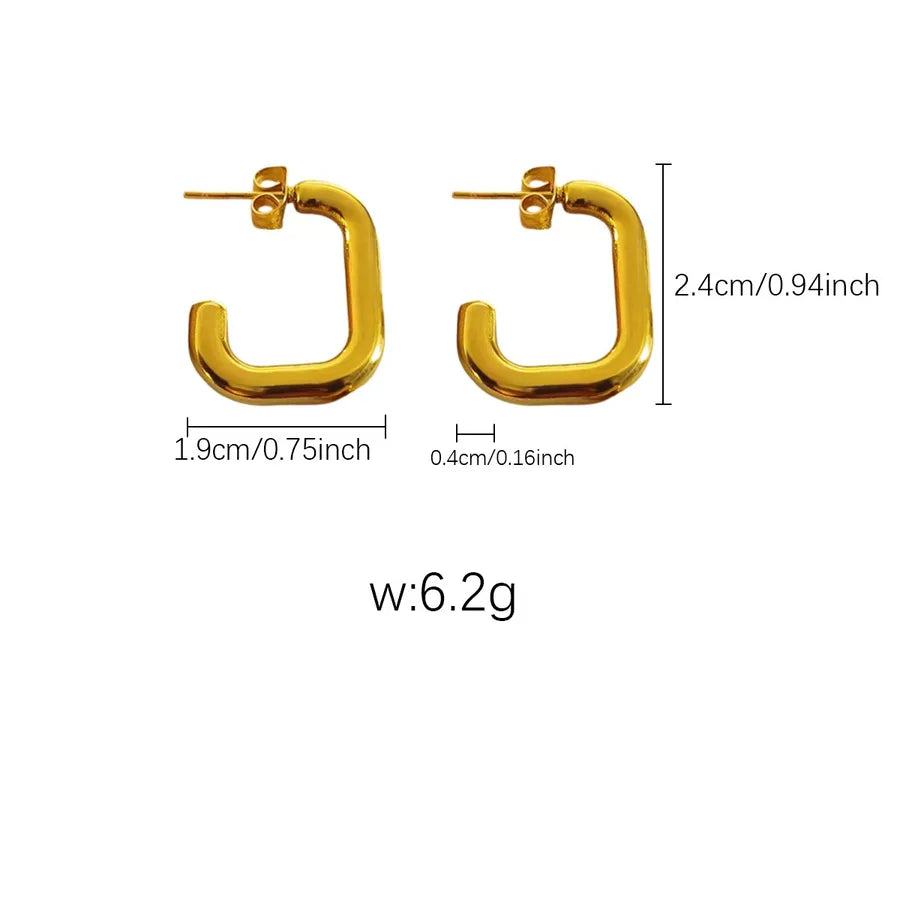 Elegant Gold Titanium Steel Hoop Earrings Gold Earrings 107