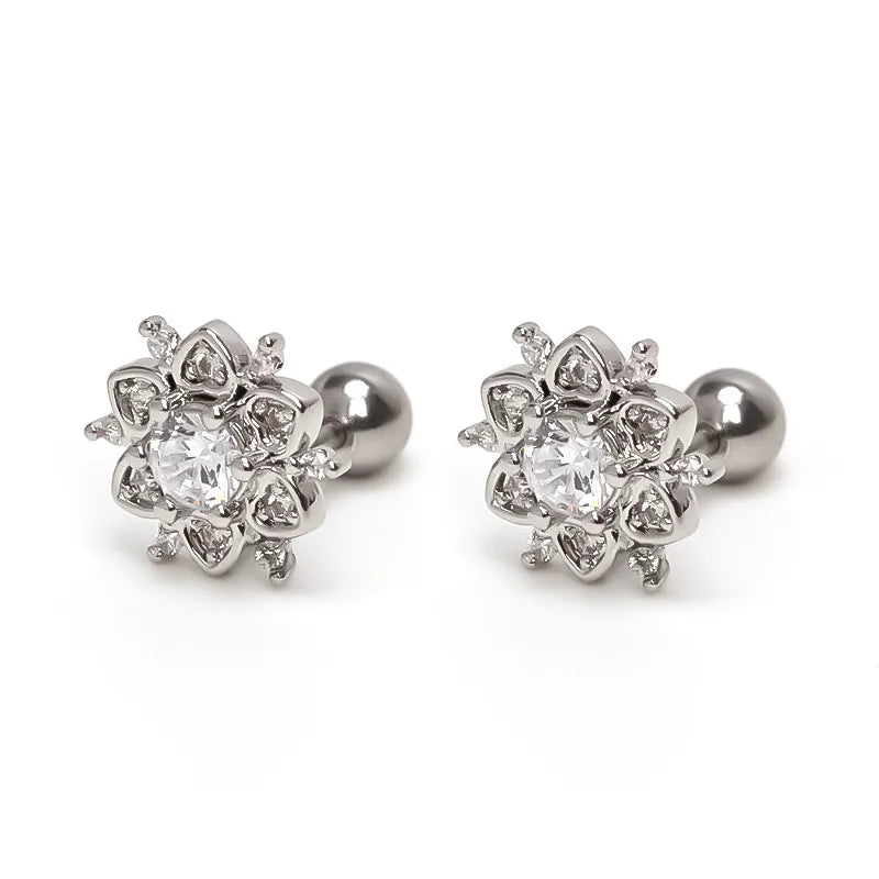 Boho Floral Gold Stainless Steel Stud Earrings