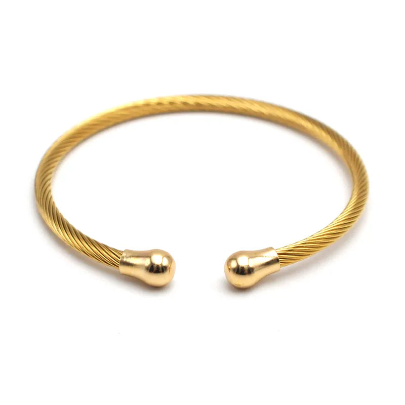 Gold Plated Wire Rope Open Hand Bracelet