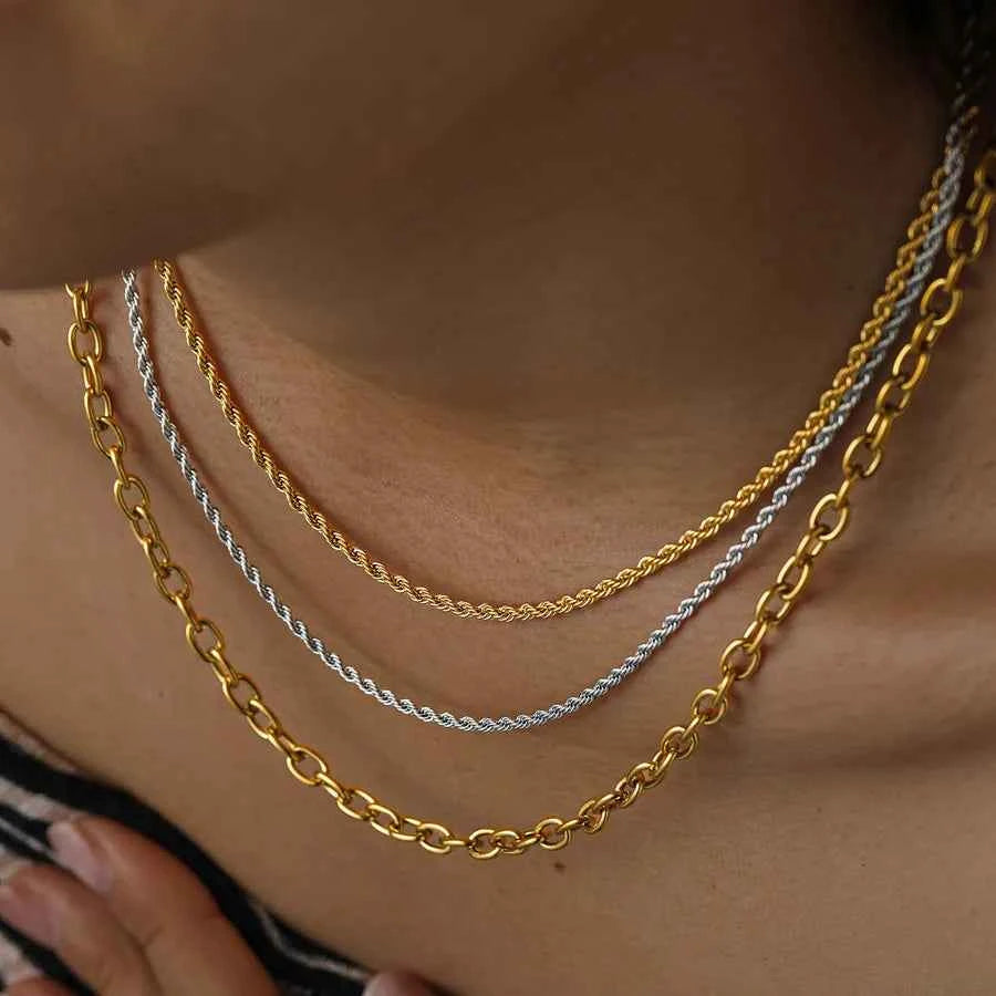 18K Gold Plated Stainless Steel Twist Necklace