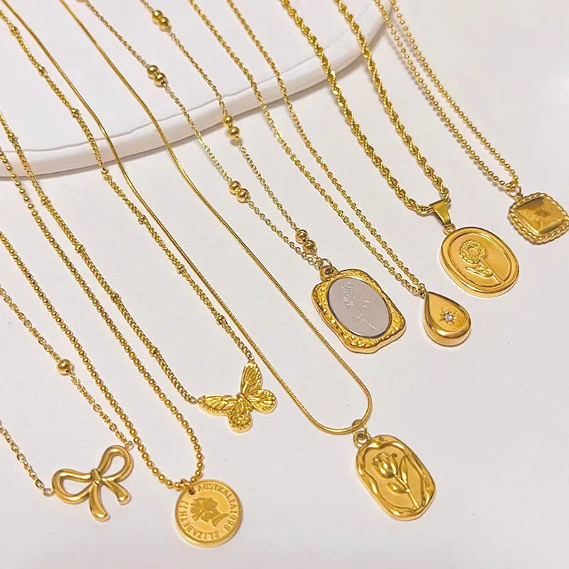 Bohemian Floral Titanium Steel Necklace