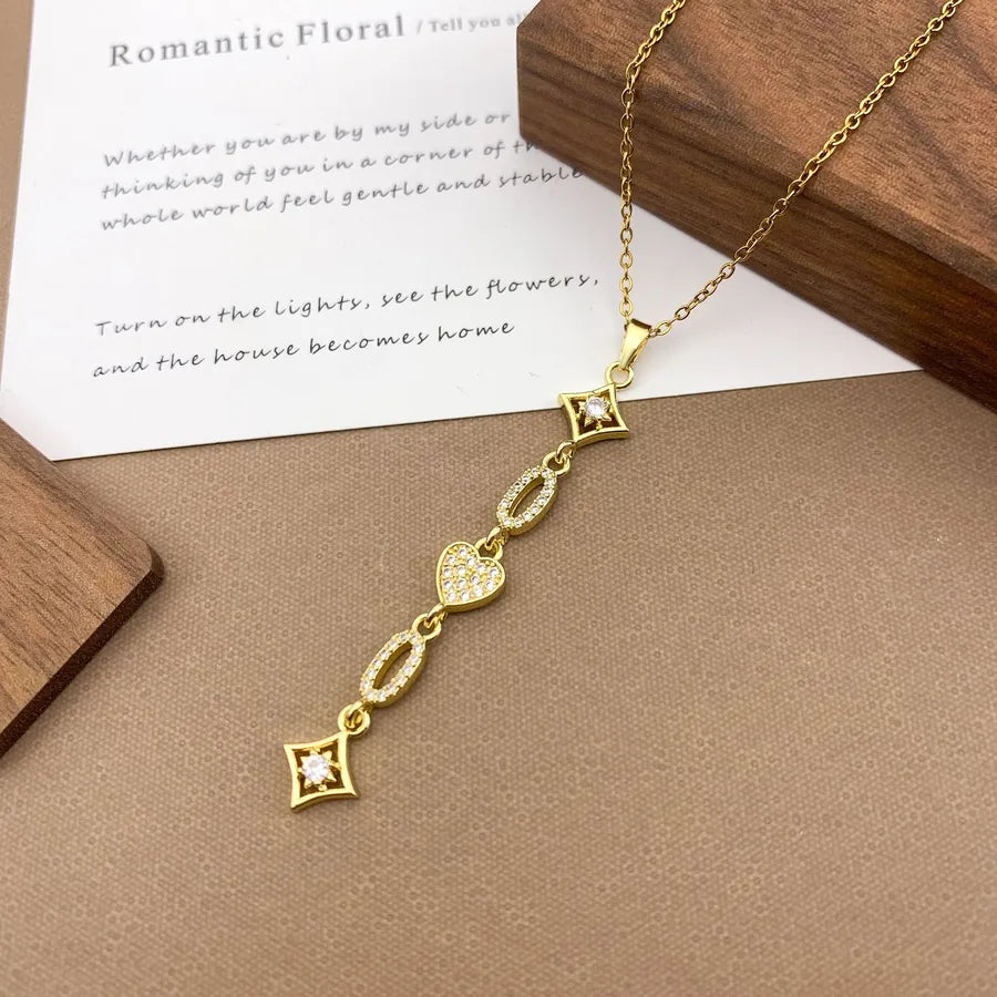 Gold Plated Sun Moon Star Pendant Necklace XL5135 Heart Star Tassel Necklace Gold