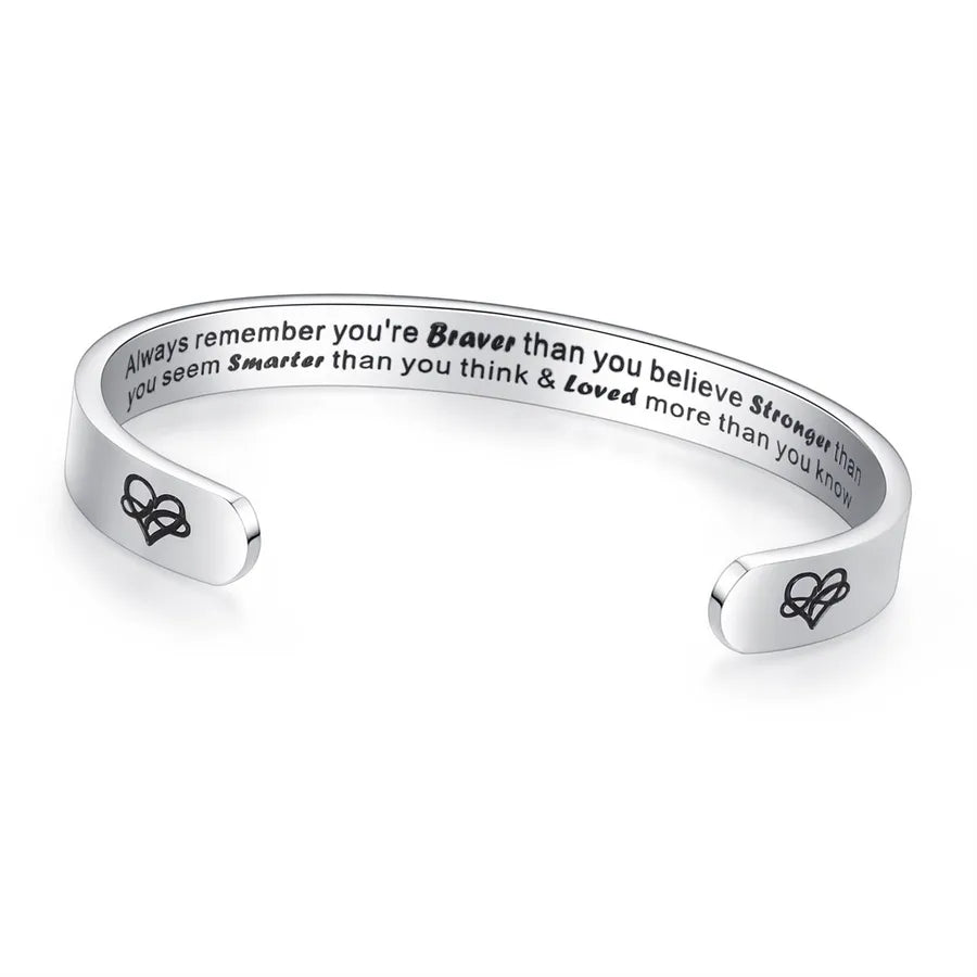 Retro Heart Stainless Steel Bangle 06- Always Remember You're Braver Than You Are