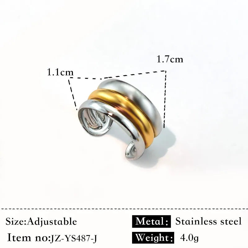 Unisex Gold & Silver Geometric Stainless Steel Ring Gold and Silver Color Matching JZ-YS487
