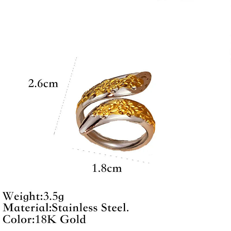 Gold & Silver Hollow Stainless Steel Ring Gold and Silver Color Matching JZ-YS538-4