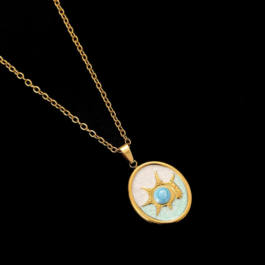 Gold Shell Pendant Necklace with Pearl Charm CYN007-3