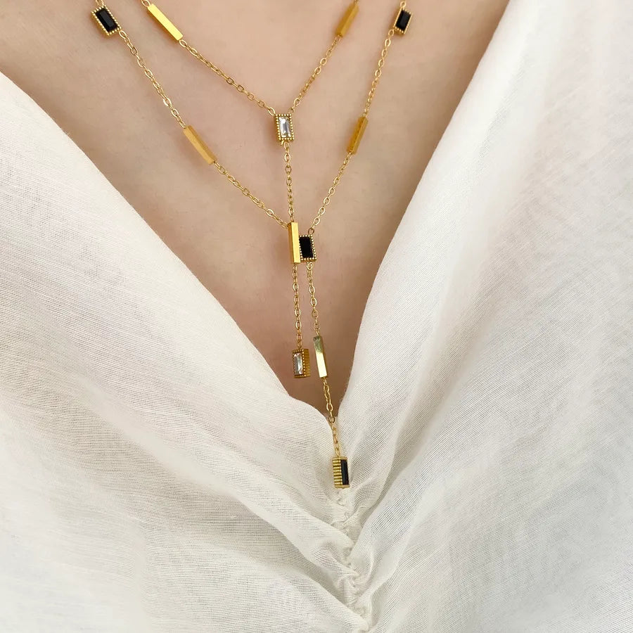 18K Gold Plated Geometric Titanium Necklace