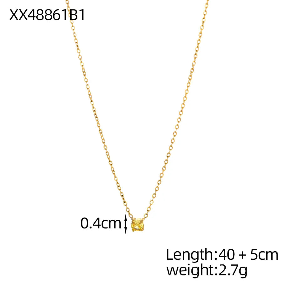 18K Gold Plated Geometric Titanium Steel Necklace One Size XX48861B1 9*9*1