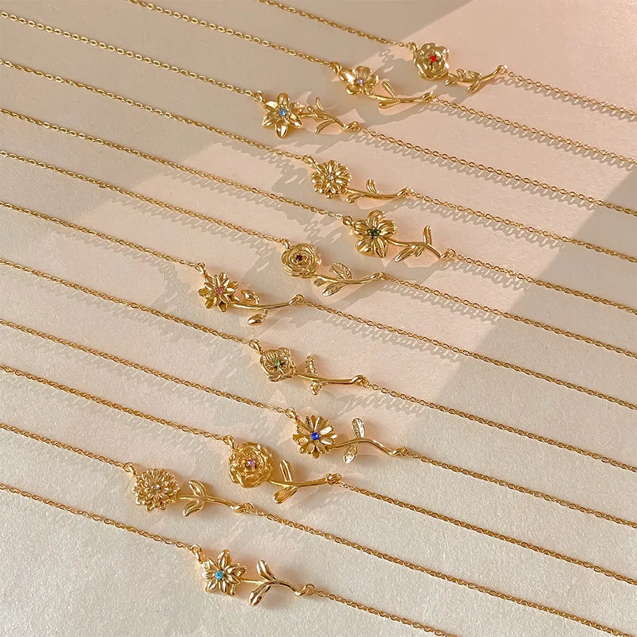 14K Gold Plated Flower Pendant Necklace