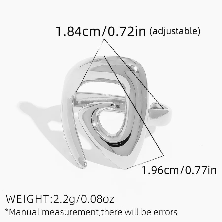18K Gold Spiral Geometric Stainless Steel Ring adjustable Silver 1 Piece of Geometric Open Ring