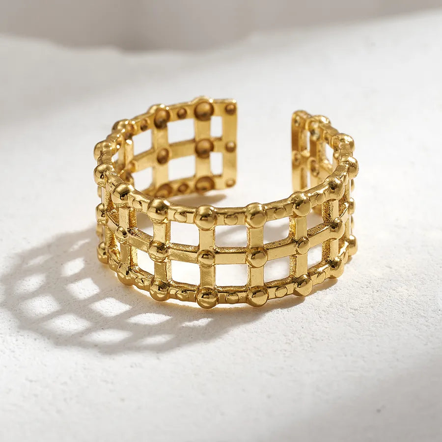 Gold Plated Stainless Steel Open Ring for Women B (inner Diameter: 17mm) 1 Pc Package