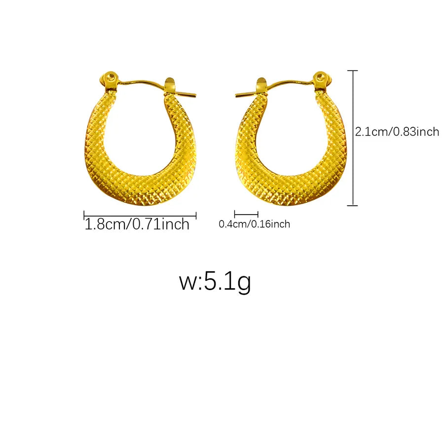 Elegant Gold Titanium Steel Hoop Earrings Gold Earrings 104
