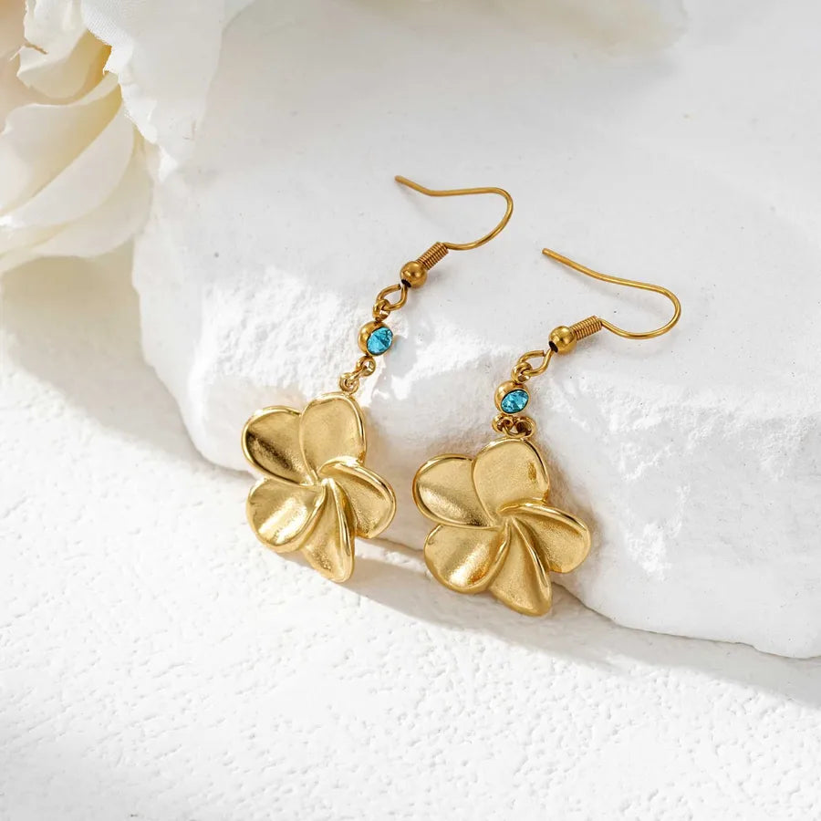 Boho Birthstone Flower Earrings – Gold Stainless Steel