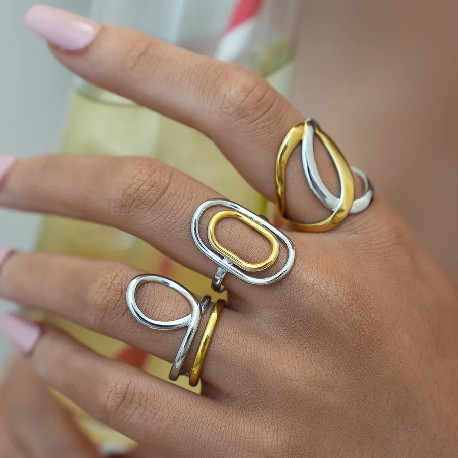 18K Gold Plated Geometric Adjustable Open Ring