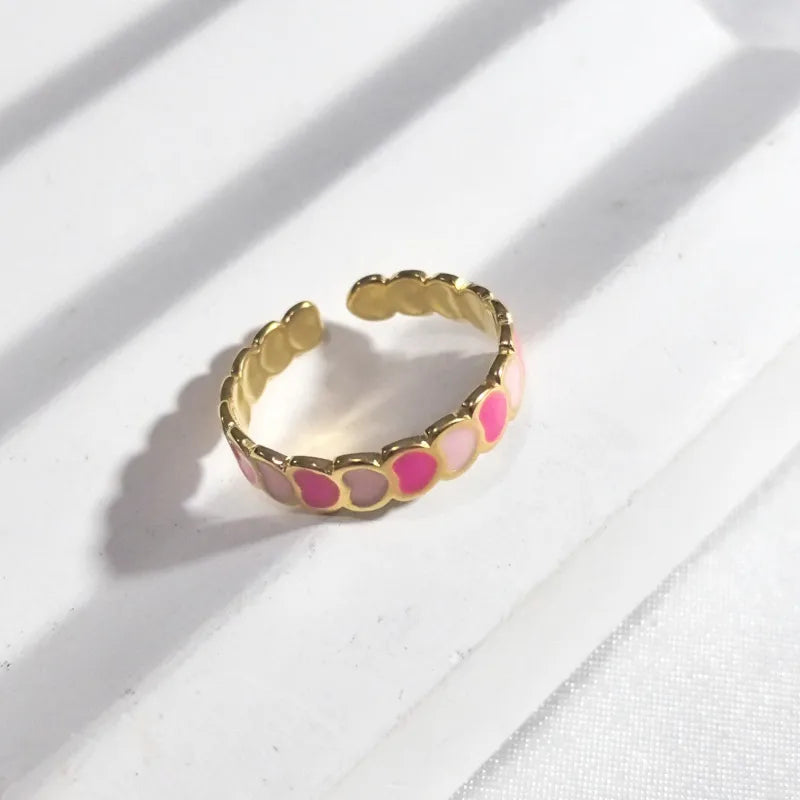 Gold Heart Open Ring in 18K Plated Stainless Steel Rose Pink