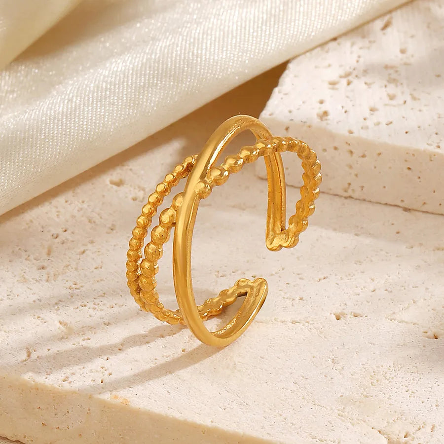 18K Gold Plated Geometric Open Ring for Women