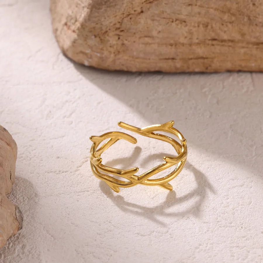 Retro Gold Zircon Flower Ring for Women Adjustable Opening G9098378