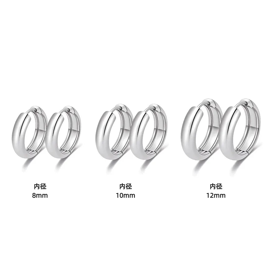 Luxury Titanium Steel Geometric Earrings Three Pairs (steel Color) 8-10-12