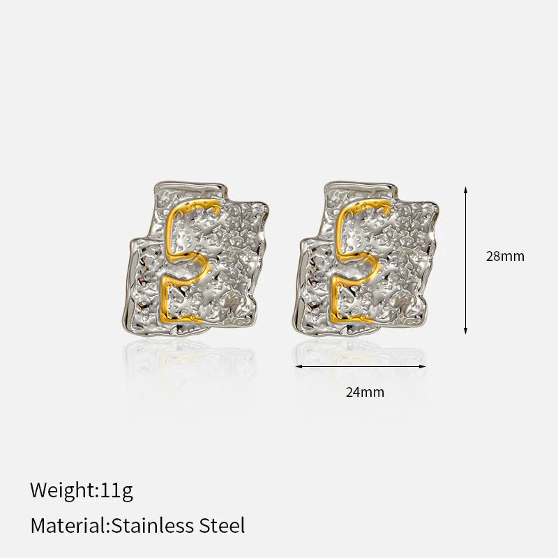 Gold-Plated Boho Flower Heart Earrings Irregular earrings