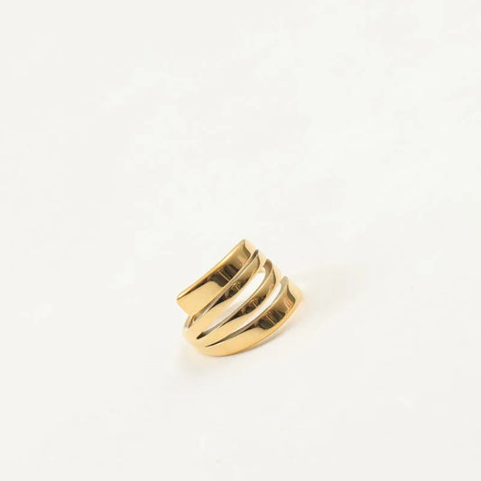 18K Gold Plated Wide Stainless Steel Ring