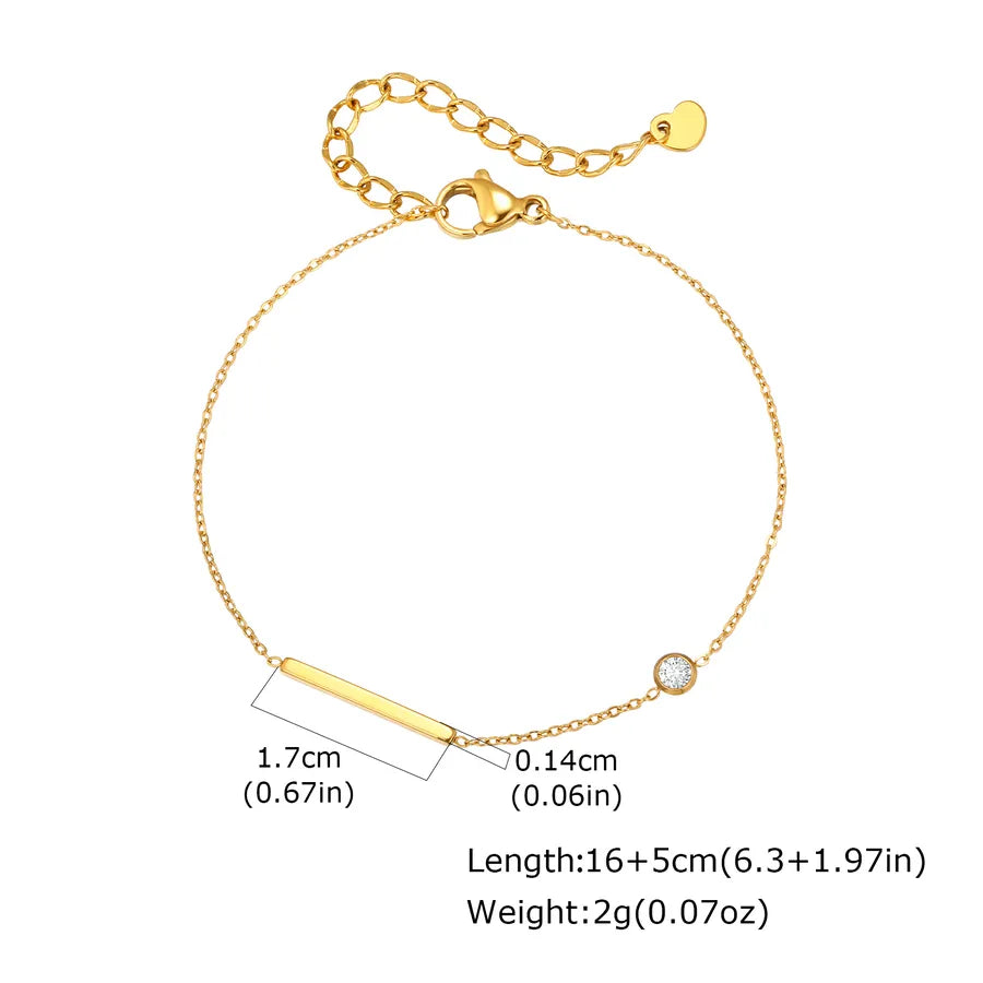 Gold Zircon Stainless Steel Bracelet for Women Gold BR-2609G