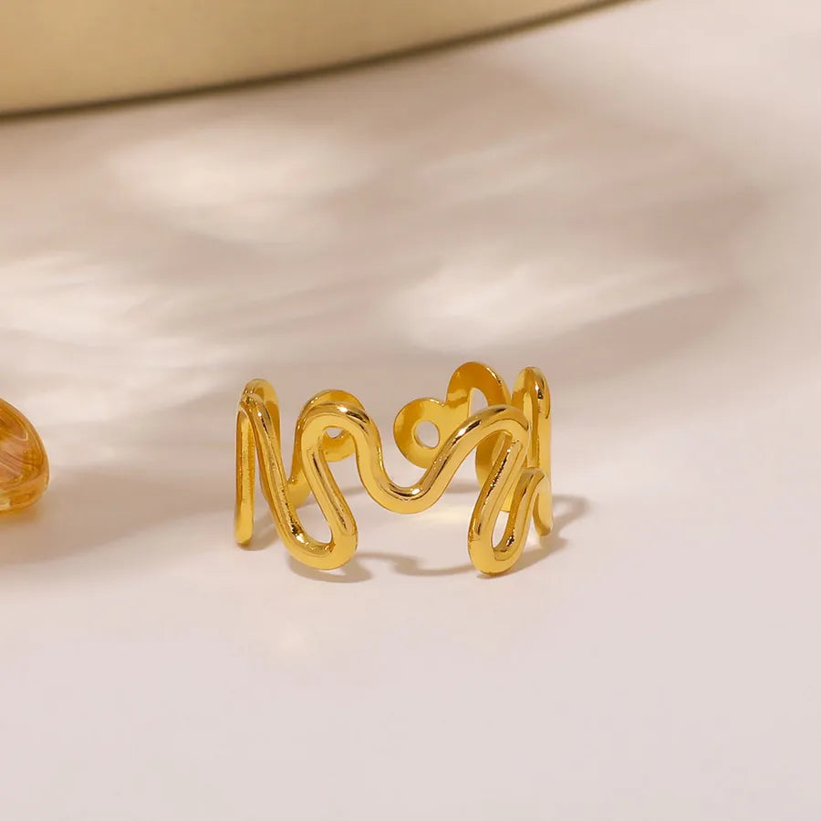 18K Gold Plated Twisted Open Stainless Steel Ring