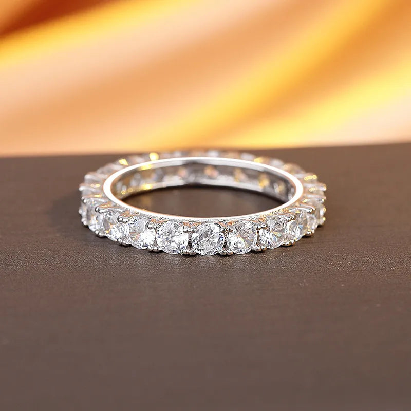 S925 Silver Geometric Zircon Stackable Ring