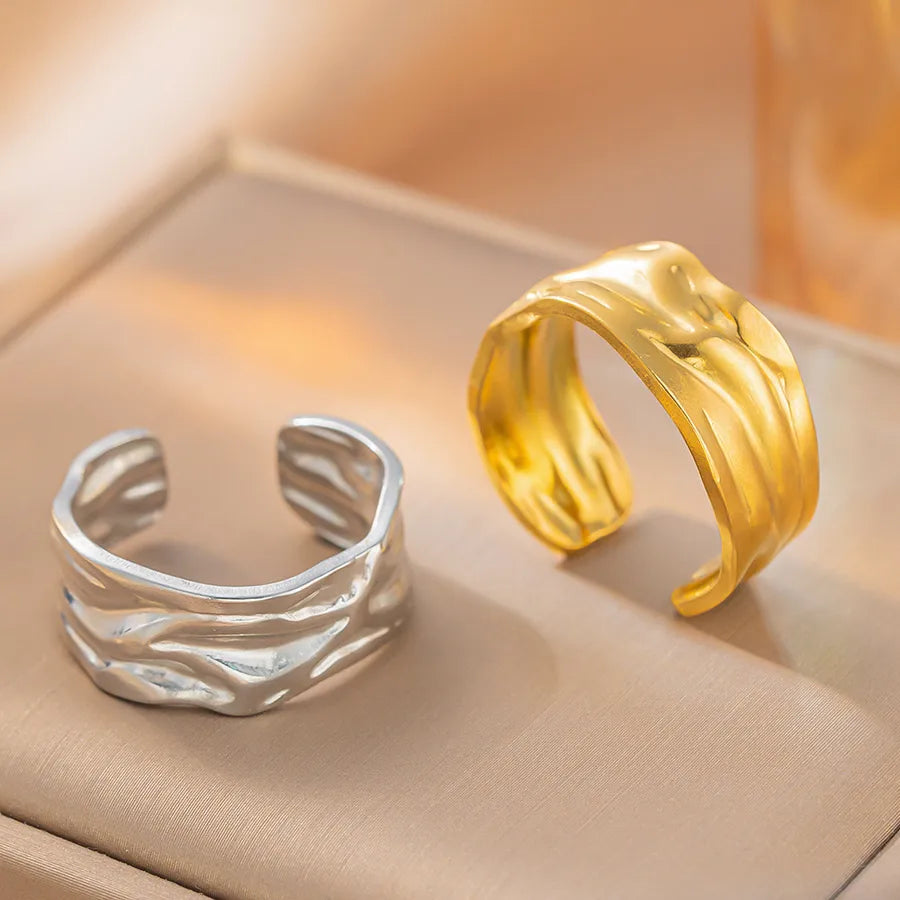 Geometric Titanium Steel Open Ring